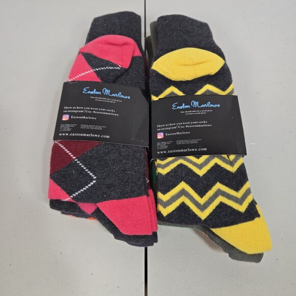 Easton Marlowe Bright Multi Color Men’s Socks 6-Pairs Fits Shoe Size 10-13 NWT - Picture 2 of 4